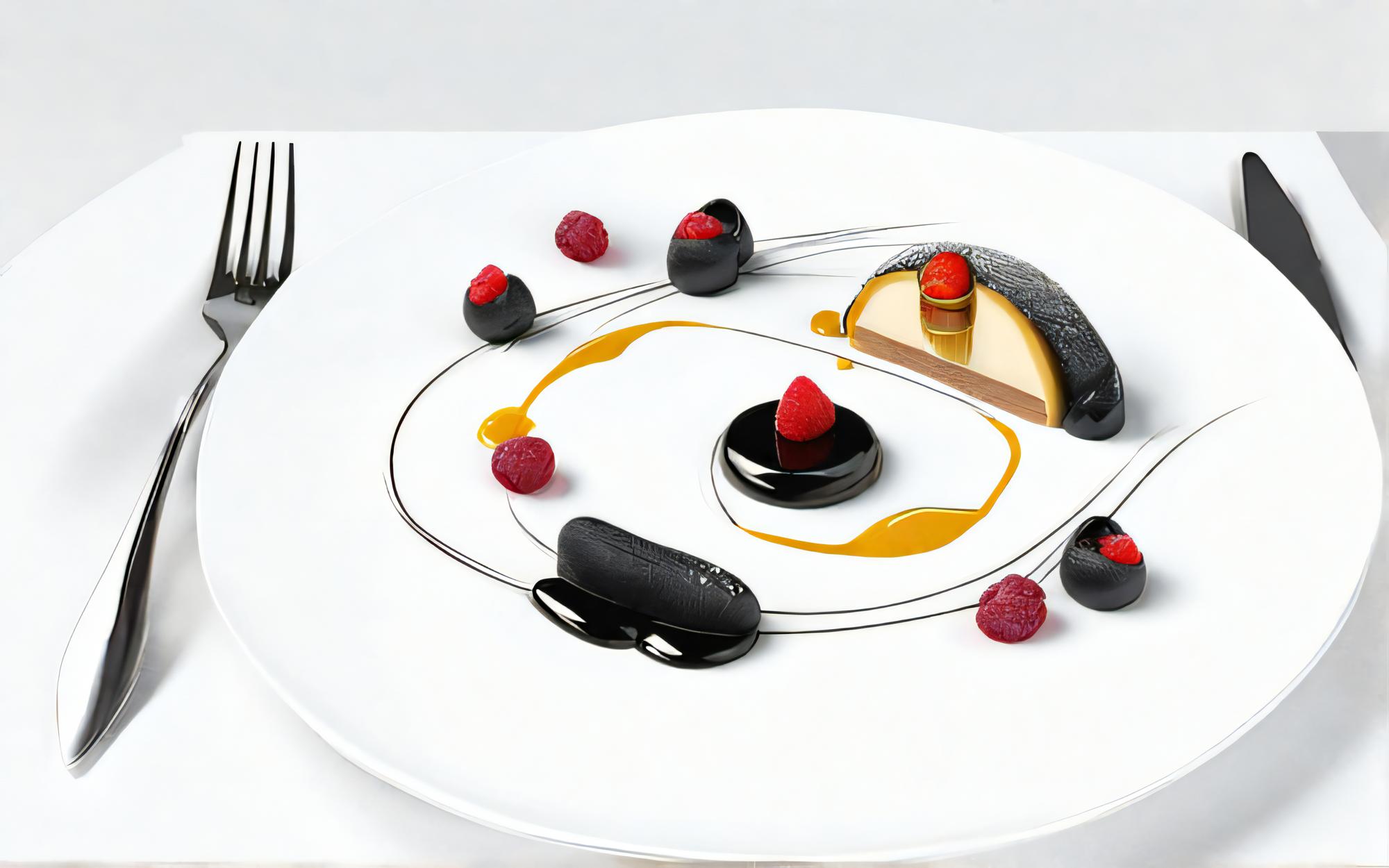stack of plated dishes and notes